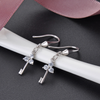 wholesale S925 Sterling Silver Korean Style Women's Sweet and Lovable Key-Shaped Fashion Earrings with Zirconia, Minimalist Design-Earrings-Not with Silver Earrings 925 Silver
