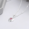 wholesale S925 Sterling Silver Fairy-style Zircon-Embedded Heart Necklace, Fresh and Sweet, Exquisitely Delicate, Elegant Collarbone Chain-0-1
