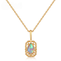 wholesale S925 Sterling Silver Exquisite Vintage Opal Pendant Necklace, Korean and Japanese New Styles, Unique Openwork Pattern Design, Wholesale from Manufacturer-Synthetic Opal (Pendant without chain)  925 Silver