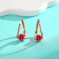 wholesale Metal: S925 Sterling Silver Cross-Border Moissanite Simple and Fashionable Earrings, Light Luxury Temperament, Versatile Red Diamond Champagne Gold Ear Hoops and Ear Clasps-0-0