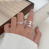 wholesale S925 Sterling Silver Geometric Twisted Open Ring for Women, Korean Spring and Summer New Ins Trendy Versatile Personality Ring-Wrapping type (sterling silver + open)