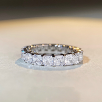 wholesale S925 Sterling Silver Asscher Cut Square Stackable Ring Full Diamond Pavé High-End Overlap Ring Wholesale-White-CBJZ164 9