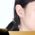wholesale 18K Rose Gold Pigeon Blood Ruby Earrings, Simple and Elegant Row Set Natural Gemstone Stud Hoop Earrings for Daily Commute-0-1