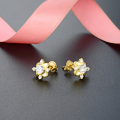 wholesale S925 Silver Rhinestone Floral Earrings, Korean Style Women's Minimalist Fresh Accessories, Cross-Border Simple Stud Earrings-0-0