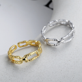 wholesale S925 Sterling Silver Irregular Korean-style Minimalist Chain Open Ring, Personality Ins Ring for Women-0-0