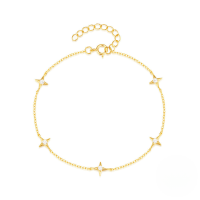 wholesale S925 Sterling Silver Four-point Star Zircon-set Alluring Sky Jewelry Set-Gold-Bracelet 925 Silver