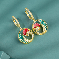wholesale 925 Sterling Silver Dunhuang Ethnic Style Blue Bird Earrings for Women, Cold Enamel Earring Drops Wholesale-Sterling silver earrings (14K gold)