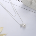 wholesale S925 Sterling Silver Korean Style Double Layer Snake Chain Pearl Elegant Lady Choker Necklace for Women-0-1