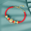 wholesale S925 Sterling Silver Original Chinese Trend Red Rope Bracelet for Women, New Chinese Style Autumn/Winter Couple Lucky Bead Accessory Wholesale-0-0