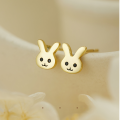 wholesale 925 Sterling Silver Minimalist Zircon Rabbit Small Stud Earrings Wholesale-0-2