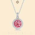 wholesale S925 Silver Women's New Round Pendant Necklace Wedding Pink Moissanite Gift Jewelry In Stock Wholesale-0-0