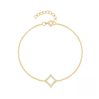 wholesale S925 Sterling Silver Geometric Zircon Rhombus Bracelet For Women, Trendy And Versatile-Gold 925 silver