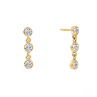 wholesale S925 Sterling Silver Ins Minimalist Three-zircon Stud Earrings,-gold