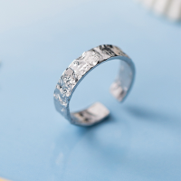 wholesale S925 silver ring for women with irregular concave-convex surface and gold-silver foil pattern, open-ended jewelry J5813-S925 silver ring silver>opening adjustable