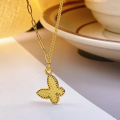 wholesale S925 Sterling Silver Dragon Scale Engraved Butterfly Necklace for Women, Fashionable and Versatile Small Design Elegant High-End Collarbone Chain-0-0