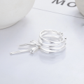 wholesale S925 Silver Fashion European and American Cross-Border Bow Multi-Line Ins Minimalist Style Versatile Adjustable Ring-0-2