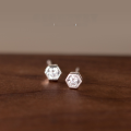 wholesale S925 Sterling Silver Ear Studs Women Korean Style Fashion Minimalist Hexagonal Single Diamond Earring Geometric Ear Jewelry Women G4741-0-0