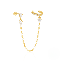 wholesale S925 Sterling Silver Tassel Marquise Zircon Stud Earrings, Pearl Star Ear Cuffs-Single gold #5&gt;925 silver