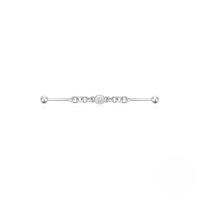 wholesale S925 Sterling Silver Industrial Piercing Chain Barbell Threaded Ear Cartilage Stud-Single platinum #5