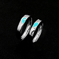 wholesale 925 Sterling Silver Heart Tide Couple Rings, Luminous Light in the Dark, Luxury 520 Valentine's Day Birthday Gift for Boyfriend Girlfriend-0-3