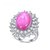 wholesale S925 Sterling Silver Vintage European-Inspired Luxury Design Cultured Six-Ray Star Ruby Ring-Starlight Ruby Ring US Size 8