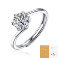 wholesale S925 Silver Genuine D Color Moissanite Ring, 1 Carat, Engagement Wedding Proposal Couple Women's Ring, Colorfast-0-16