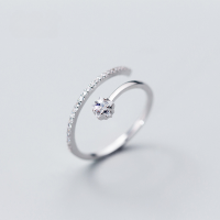 wholesale S925 Sterling Silver Star Ring for Women, Korean Style Row of Diamonds Five-Pointed Star Adjustable Open Ring Minimalist Hand Jewelry J4583-S925 silver ring gold model Adjustable opening