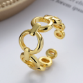 wholesale S925 Sterling Silver Irregular French Style Openwork Chain-Link Opening Ring for Women, Creative and Unique-0-1