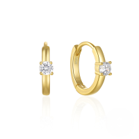 wholesale S925 Sterling Silver Classic Four-prong Single Zircon Ear Hoop Ear Climber Earrings For Women,ins。-Gold 925 silver