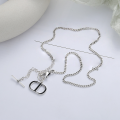 wholesale S925 Sterling Silver Korean Style Internet-Famous DD Letter Pig Nose Drip Gloss Black Surface Personality Hip-Hop Versatile Necklace-0-1