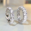 wholesale S925 Sterling Silver New Women's Full Diamond High Carbon Diamond Eternity Ring Radiant Cut Band-0-3