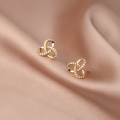 wholesale S925 Sterling Silver Hollow-Out Floral Ear Studs for Women, Minimalist Three-Leaf Flower Design, Korean Style Summer Earrings G9275-0-1