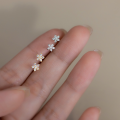 wholesale Sterling silver star earrings full drill mini pentagram small flower versatile elegant petite diamond inlaid earrings G6724-0-0