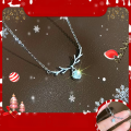 wholesale S925 Sterling Silver Christmas New "Deer to You" Necklace for Women, Forest-Inspired Ins Style Fresh and Delicate Deer Antler Inlaid Collarbone Chain-0-0