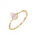 wholesale 9K gold jewelry manufacturer wholesale minimalist fashionable niche teardrop-shaped rose quartz ring-0-0