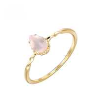 wholesale 9K gold jewelry manufacturer wholesale minimalist fashionable niche teardrop-shaped rose quartz ring-Rose Quartz Ring>Size 7