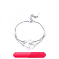 wholesale 925 Silver European and American Fashion Jewelry Birthstone Couple Bracelets Engraved with Lover's Name Valentine's Day Gift-copper