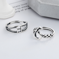 wholesale S925 Sterling Silver Korean Style Minimalist Number 6 Chain Open Ring Fashion Trendy Ins Thai Silver Ring for Women-YJ250/A model is about 2.2 grams. The opening is adjustable.