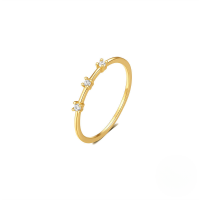 wholesale S925 Sterling Silver Waterdrop Zircon Accent Minimalist Women's Ring, A Trending European And American Simple Design-Gold #1 7