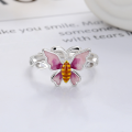 wholesale S925 Silver Fashionable Japanese and Korean Enamel Resin Butterfly Cocoon Pastoral Style Fresh and Versatile Open Ring-0-1