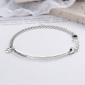 wholesale Sterling Silver S925 Retro English Letter Heart Pendant Thin Chain Bracelet Simple Elegant Korean Style Fashionable Personality Bangle-0-0