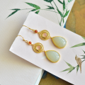 wholesale 925 Silver Inlaid New Chinese Style Long Hetian Jade Earrings, Retro Chinese Hanfu Ear Accessories with Waterdrop Jade-0-3
