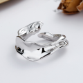 wholesale S925 sterling silver irregular volcanic lava texture open ring creative niche design women's finger ring-0-2