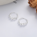 wholesale S925 Sterling Silver Trendy Small and Large Bead Design Ear Clasp, Unique Style, Niche Aesthetic, Versatile Women's Earrings-0-2
