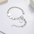 wholesale 925 Sterling Silver Korean Style Good Luck Letter Charm Chain Bracelet Fashionable Luxury Jewelry-0-2