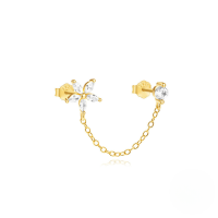 wholesale S925 Sterling Silver Eight-pointed Star Tassel Moon Teardrop Heart Zircon Earrings-Single gold#1&gt;925 silver