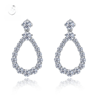 wholesale 18K Gold Plated New European and American Luxury Set Pear Drop Earrings for Women, Personalized Fashion Minimalist and Versatile-E008 White Diamond &gt;925 Silver