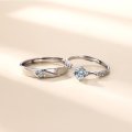 wholesale 925 Sterling Silver "Only Love for a Lifetime" Couple Ring Set, Ins Light Luxury Niche Design Unisex Matching Bands for Gifts-0-0