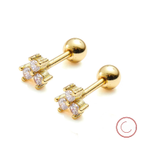 wholesale S925 Sterling Silver Cross-border Exclusive Small Floral Zircon Minimalist Ins-style Stud Earrings New Versatile Elegant Earrings-Silver 925 silver