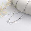 wholesale S925 Sterling Silver Retro Korean-Japanese Style Beaded Chain Necklace with Colorful Zirconia Accents, Versatile Luxury Collarbone Chain for Women-0-2
